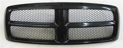 Black Honeycomb Grille and Black Surround 02-05 Dodge Ram